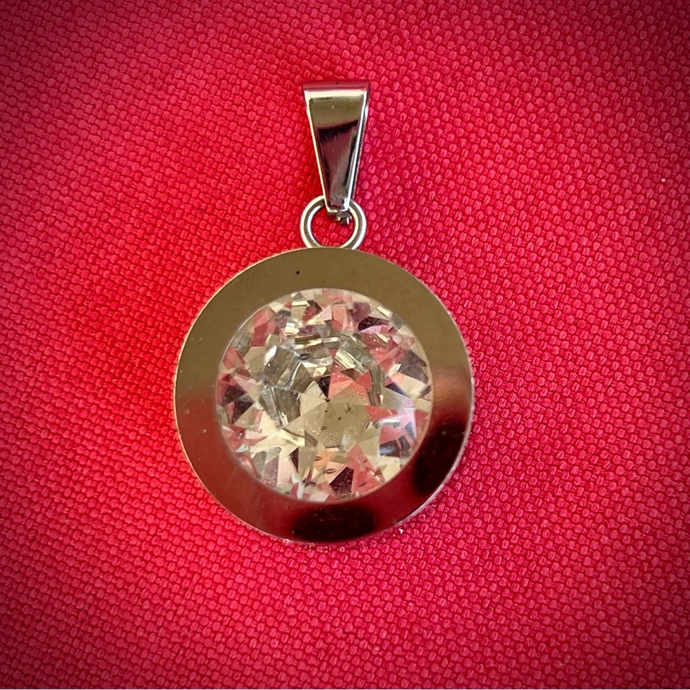 Unique Diamond CZ Oversized Round Pendant